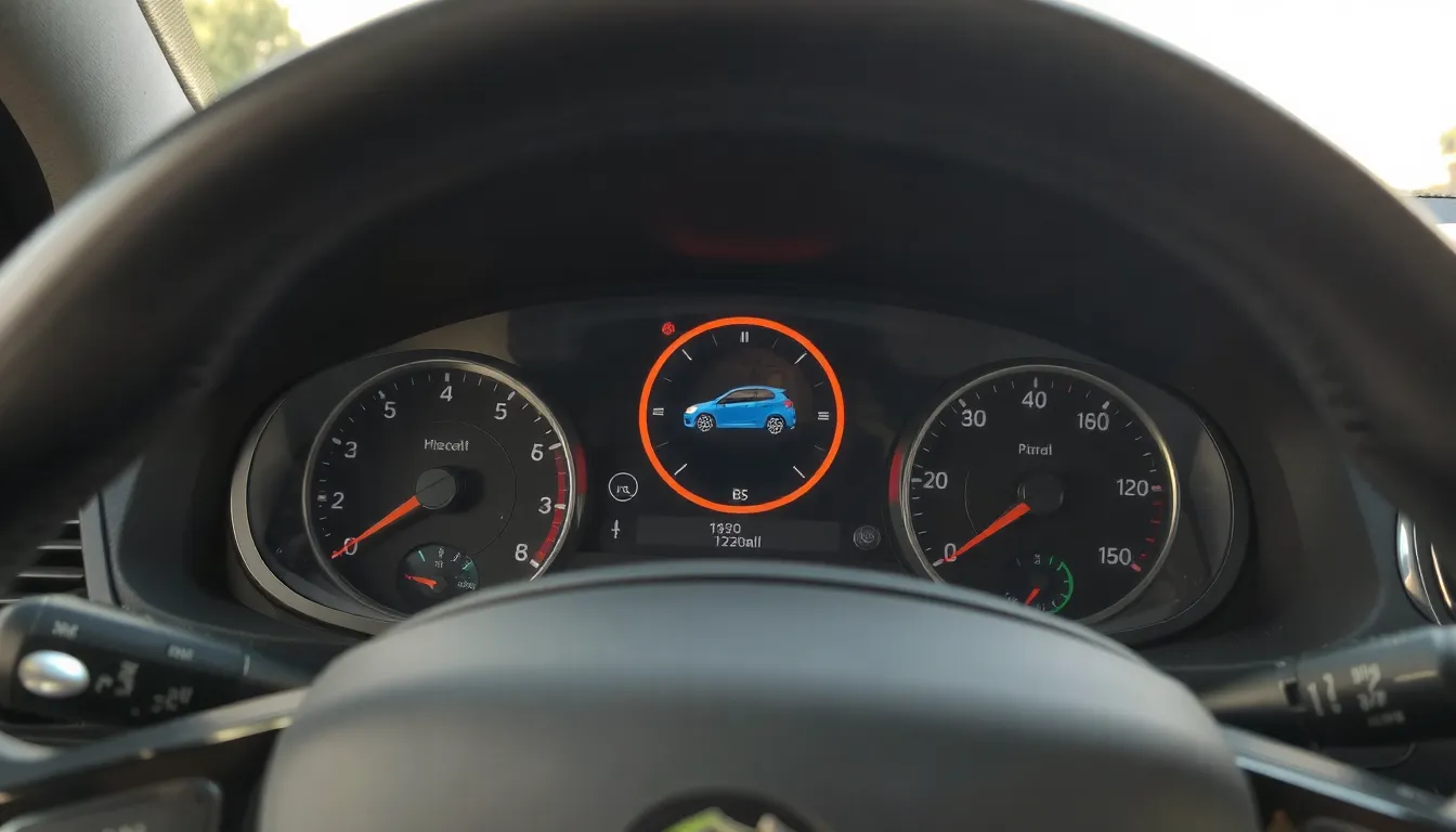 voyant orange voiture dans un cercle peugeot